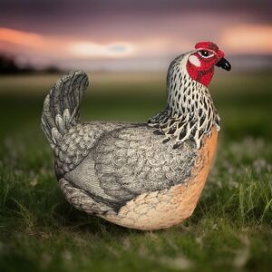 John Derian Beaded Fall Chicken Shaped Pillow Plush Country Farm Kitchen‎